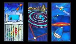 Komiks propagujący treści naukowe związane z IceCube i siecią instrumentów śledzących sygnały z dalekich galaktyk. Źródło - IceCube Collaboration.